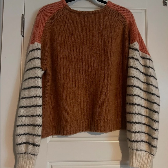 Madewell Colorblock Striped Balloon Sleeve Alpaca Wool Sweater Large XL - Picture 6 of 7